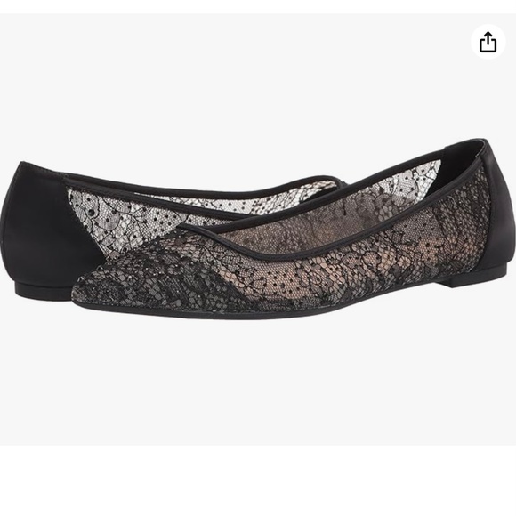 Jewel Badgley Mischka Juliana Lace Ballet Flat Black Evening Dress Shoes Pumps 7 - Picture 8 of 16
